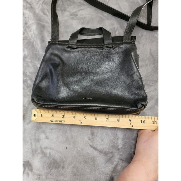 Fossil Purse Dark Brown Cowhide Leather Crossbody Bag‎ Adjustable Strap - Picture 11 of 12